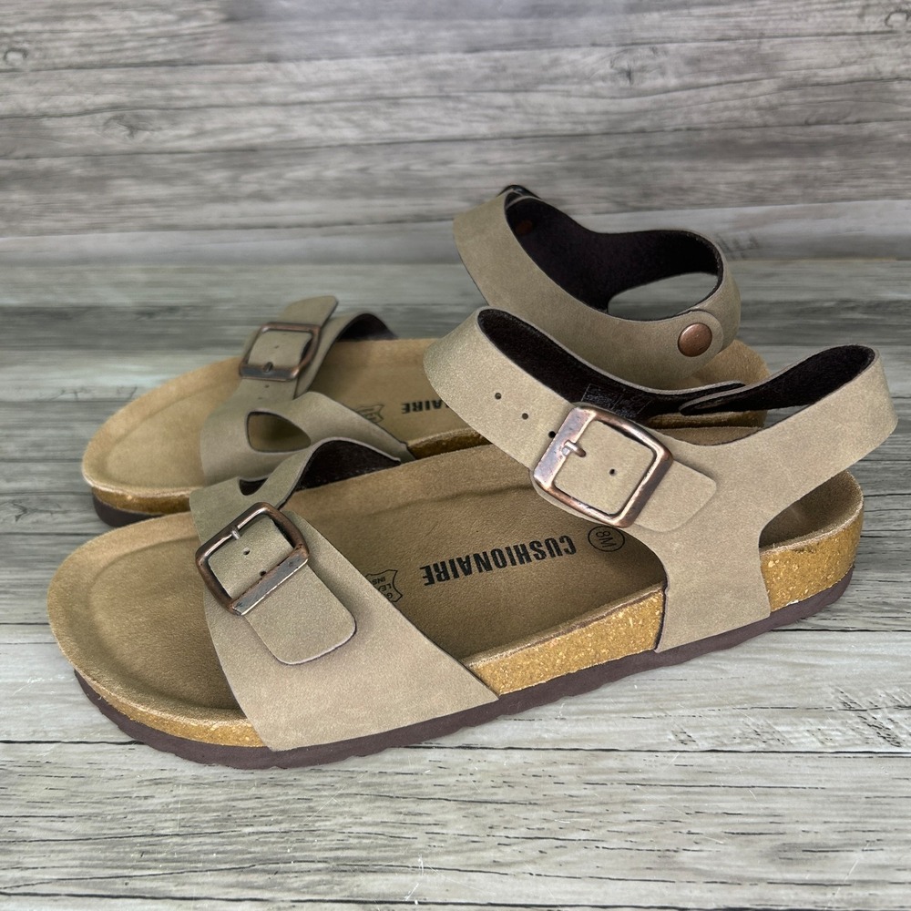 Cushionaire Sandals Size 8 Lauri Brown Slingback Buckle Comfort